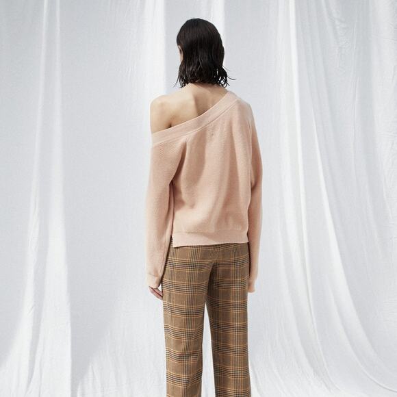 NANUSHKA Camerin Off Shoulder Sweater Apricot Pink Sz M {NN48} - Picture 3 of 9